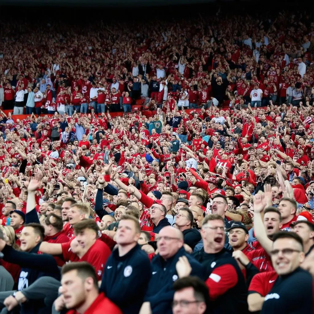 Football fans cheering