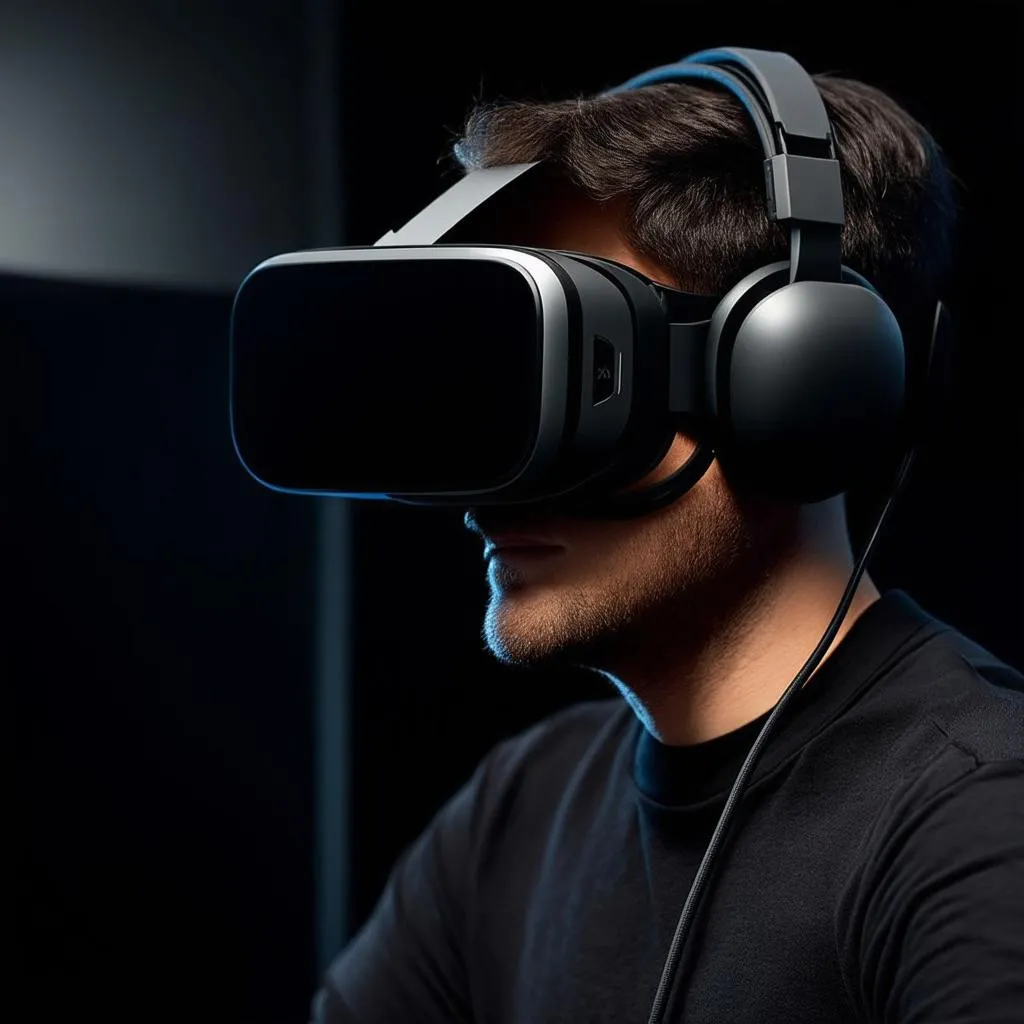 A person wearing VR gaming headset