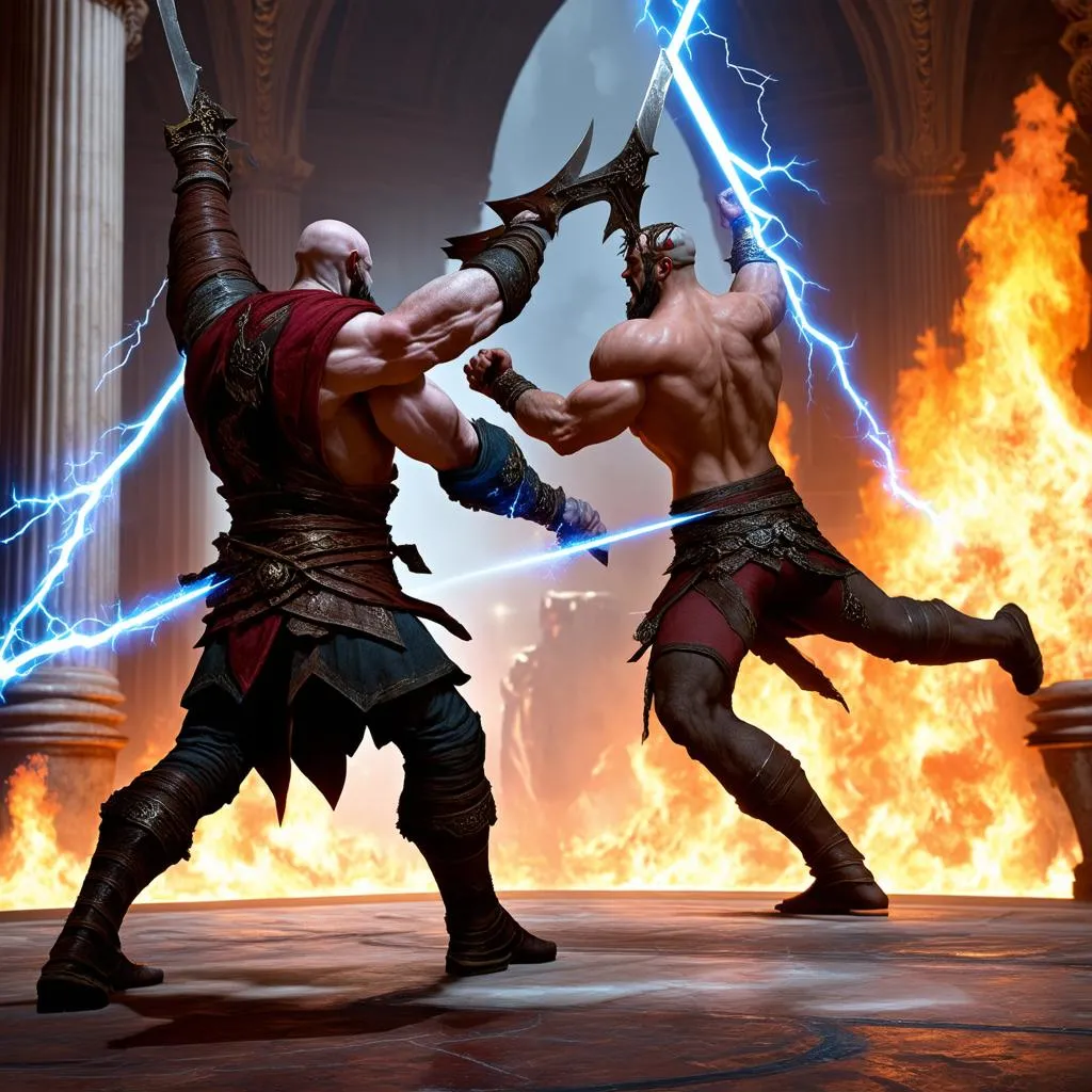 Kratos chiến đấu với Zeus