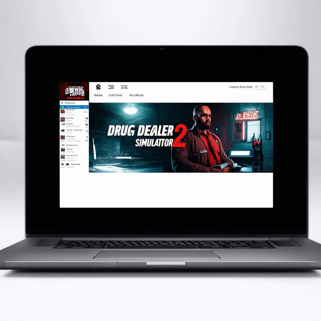 Laptop hiển thị màn hình game Drug Dealer Simulator 2