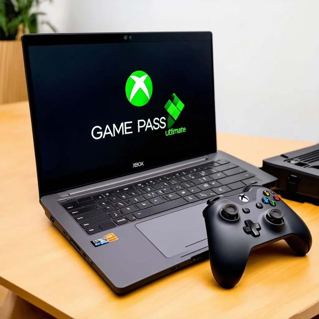 Laptop và tay cầm Xbox