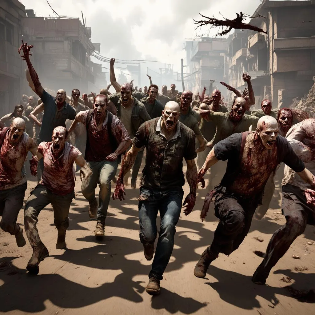 Bầy zombie Left 4 Dead 2 đang lao tới