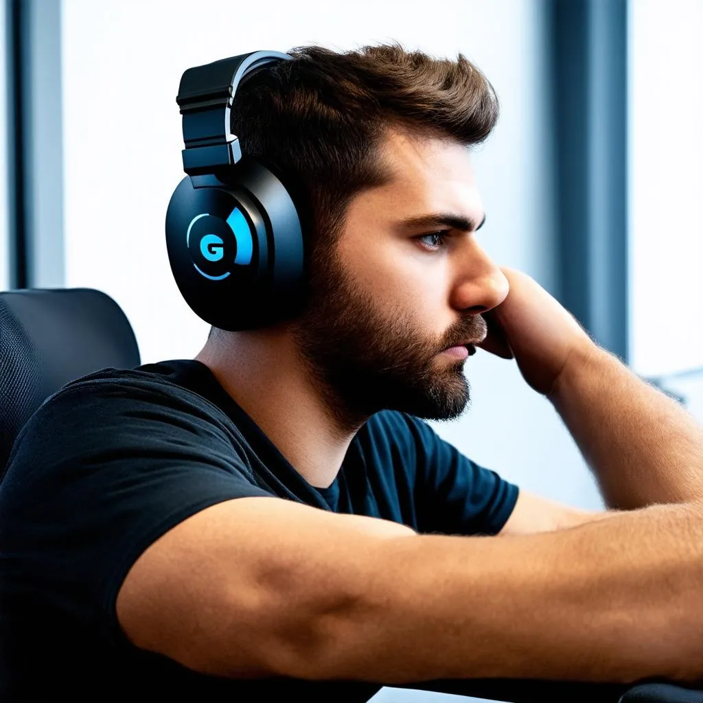 Gamer wearing Logitech G Pro Gaming Headset comfortably