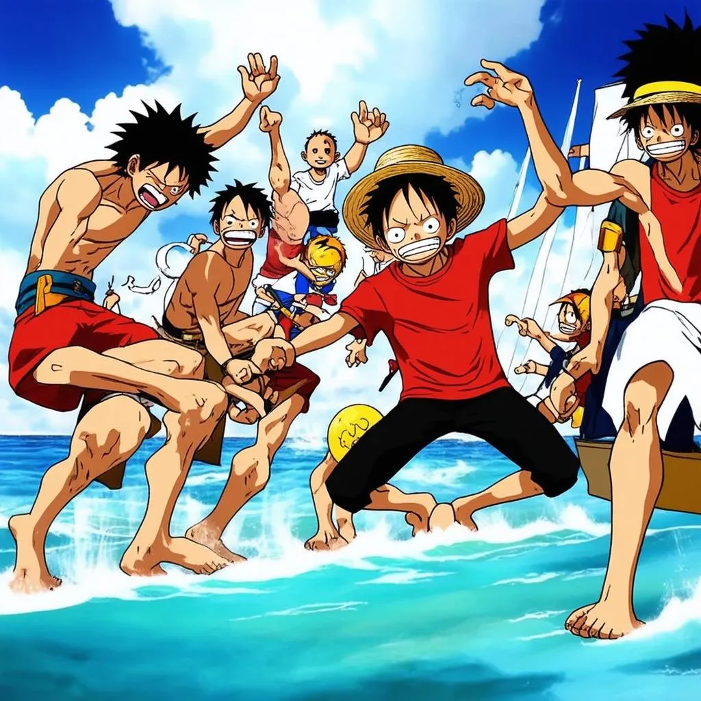 Luffy Mũ Rơm cùng đồng đội chiến đấu