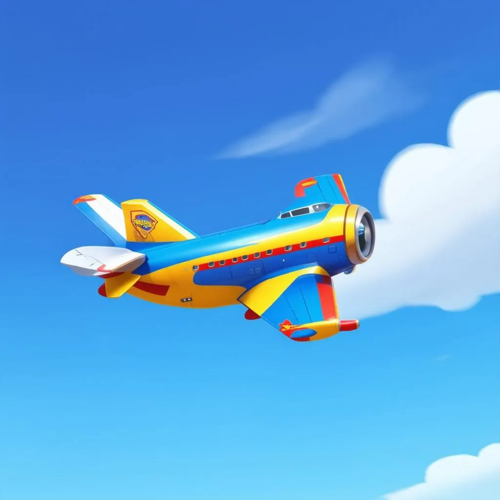 Máy bay Super Wings đang bay trên bầu trời