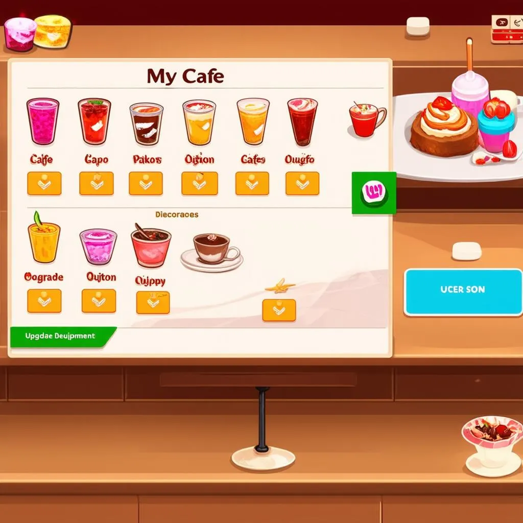 Menu game My Cafe