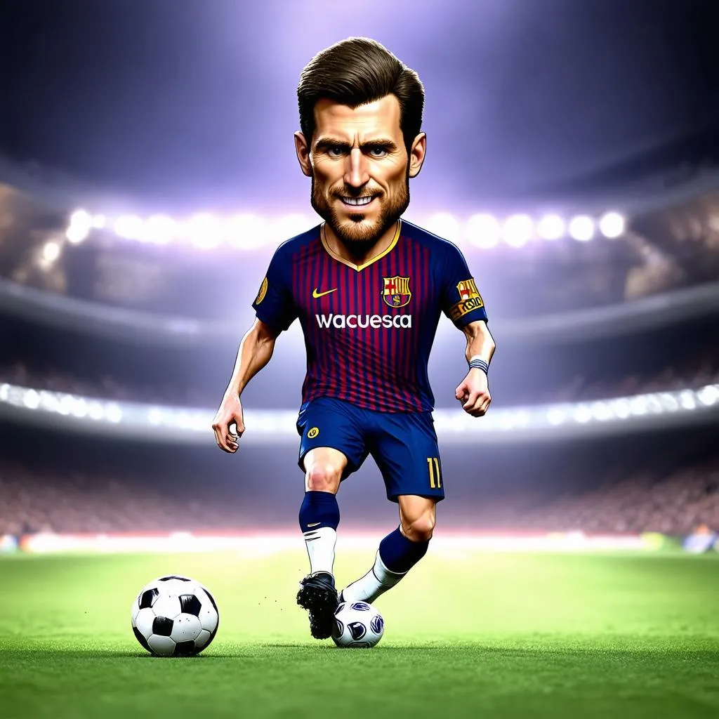 Messi đầu to chuyền bóng