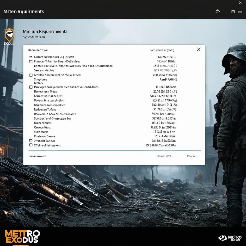 Yêu cầu cấu hình tối thiểu Metro Exodus