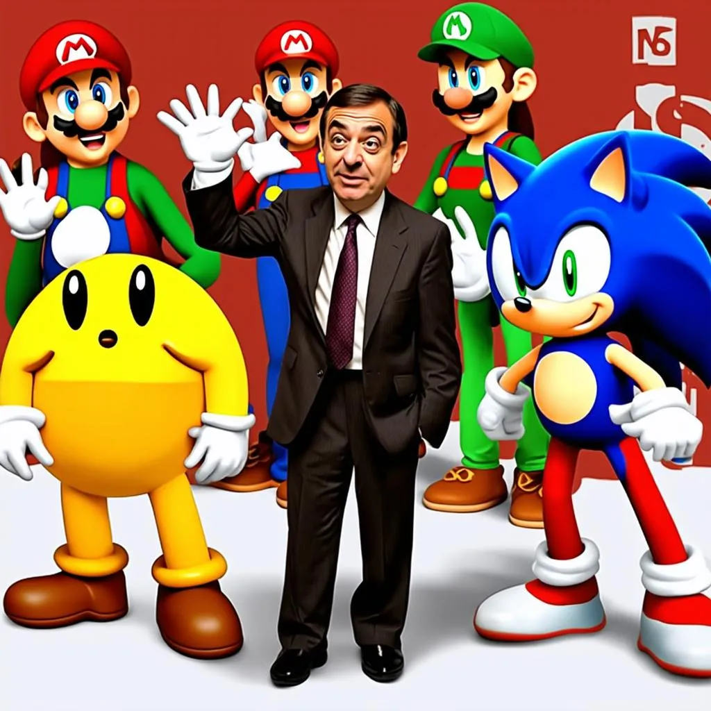 Mr Bean with game characters