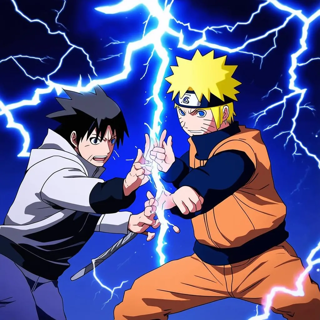 Naruto và Sasuke chiến đấu