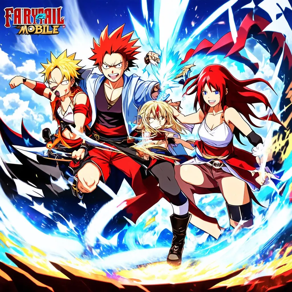 Bộ ba Natsu, Lucy, Erza trong Fairy Tail Mobile