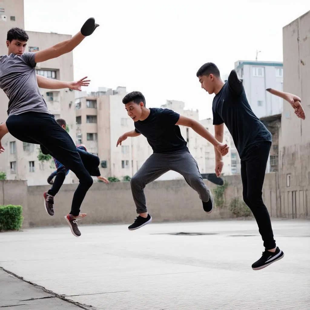 Nhóm Bạn Trẻ Đang Chơi Parkour