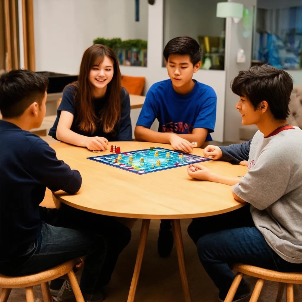 Nhóm bạn trẻ đang chơi board game