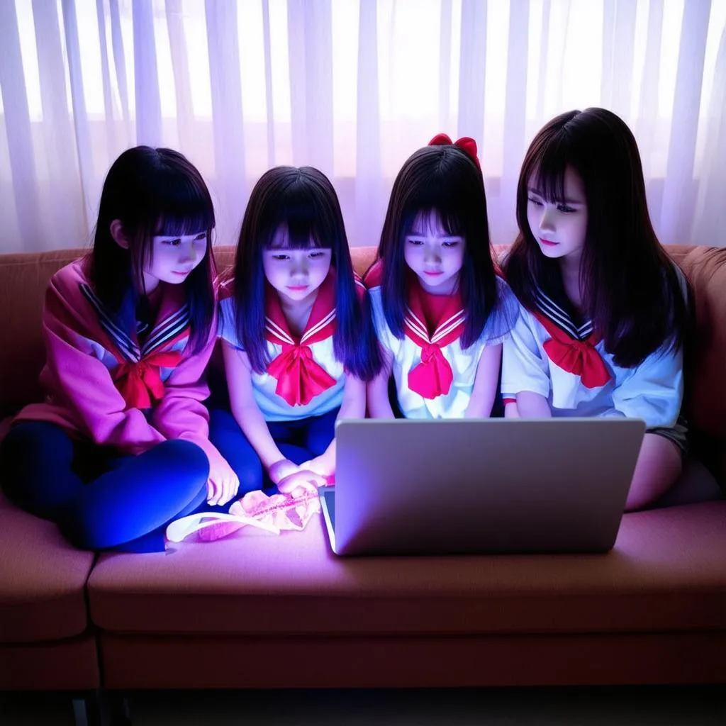 Girls playing Sailor Moon game