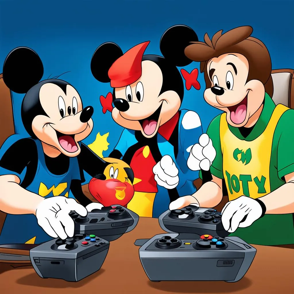 disney characters playing video games