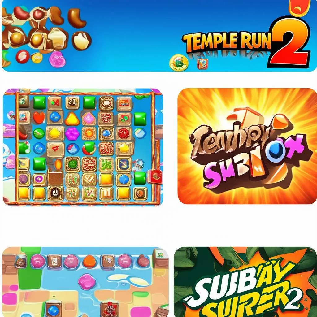 Candy Crush, Temple Run 2, Subway Surfers