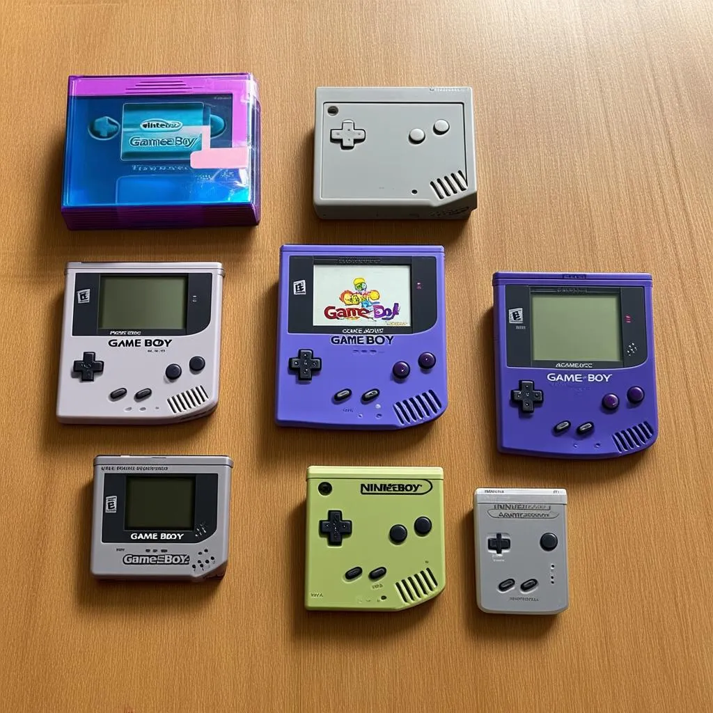 Collection of Game Boy consoles