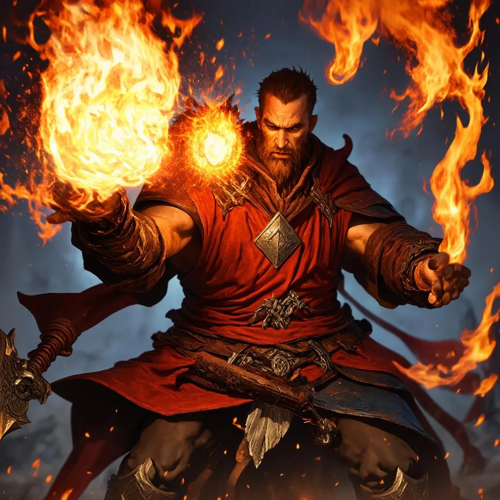 Sorcerer using fire magic