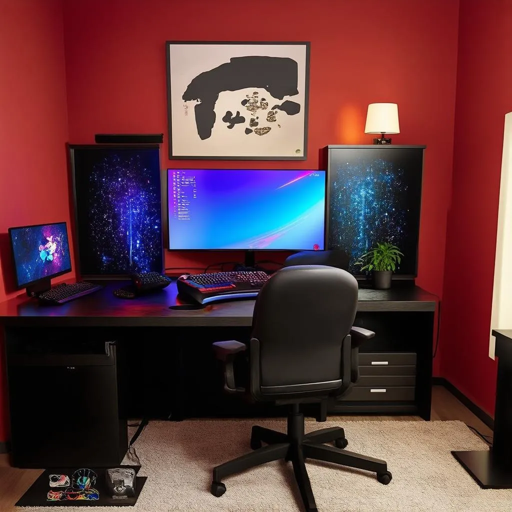 Bàn gaming setup theo phong thủy