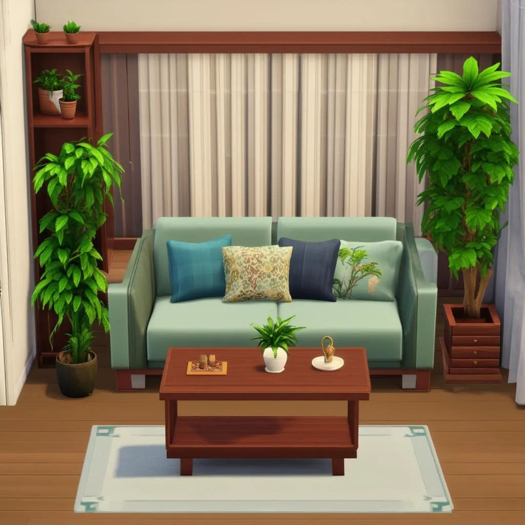 Sims 4 interior design with good feng shui