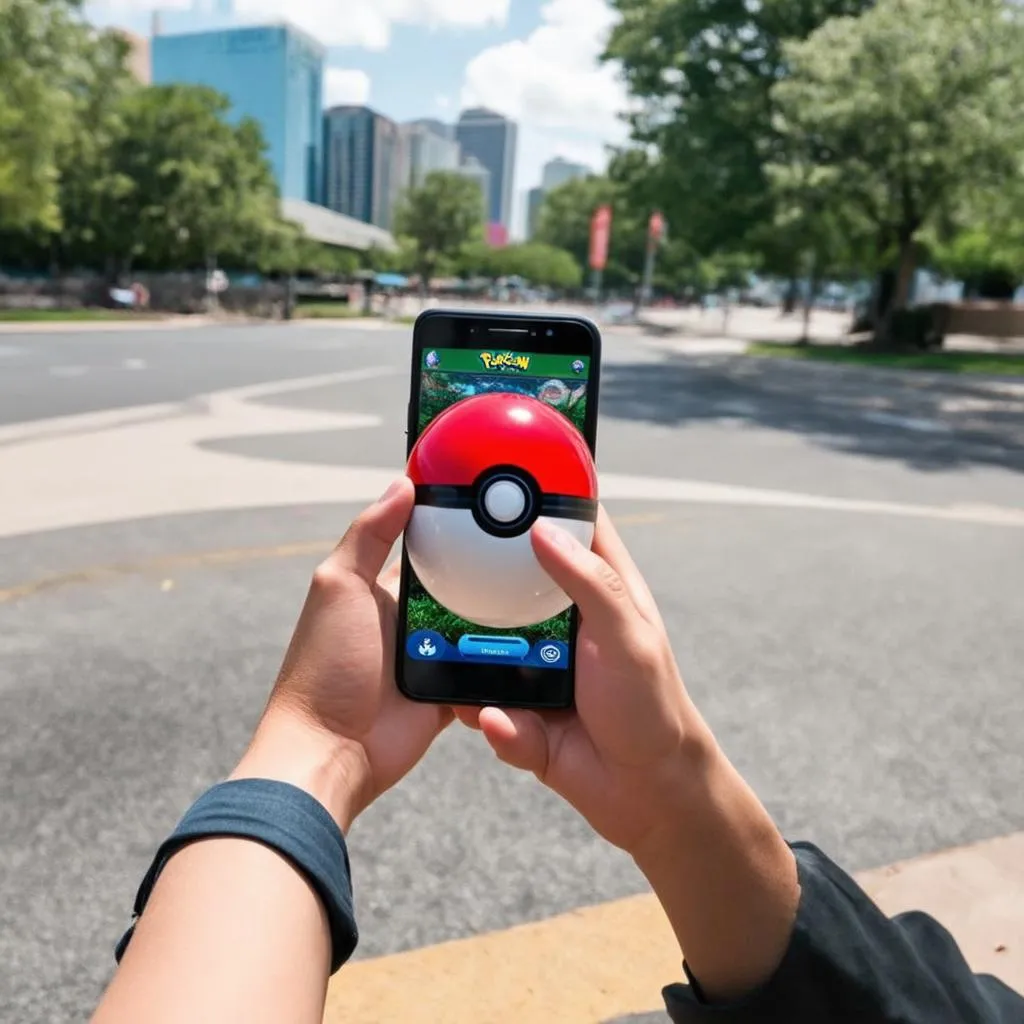 Pokémon GO - Hình ảnh người chơi Pokémon GO đang tung Poké Ball