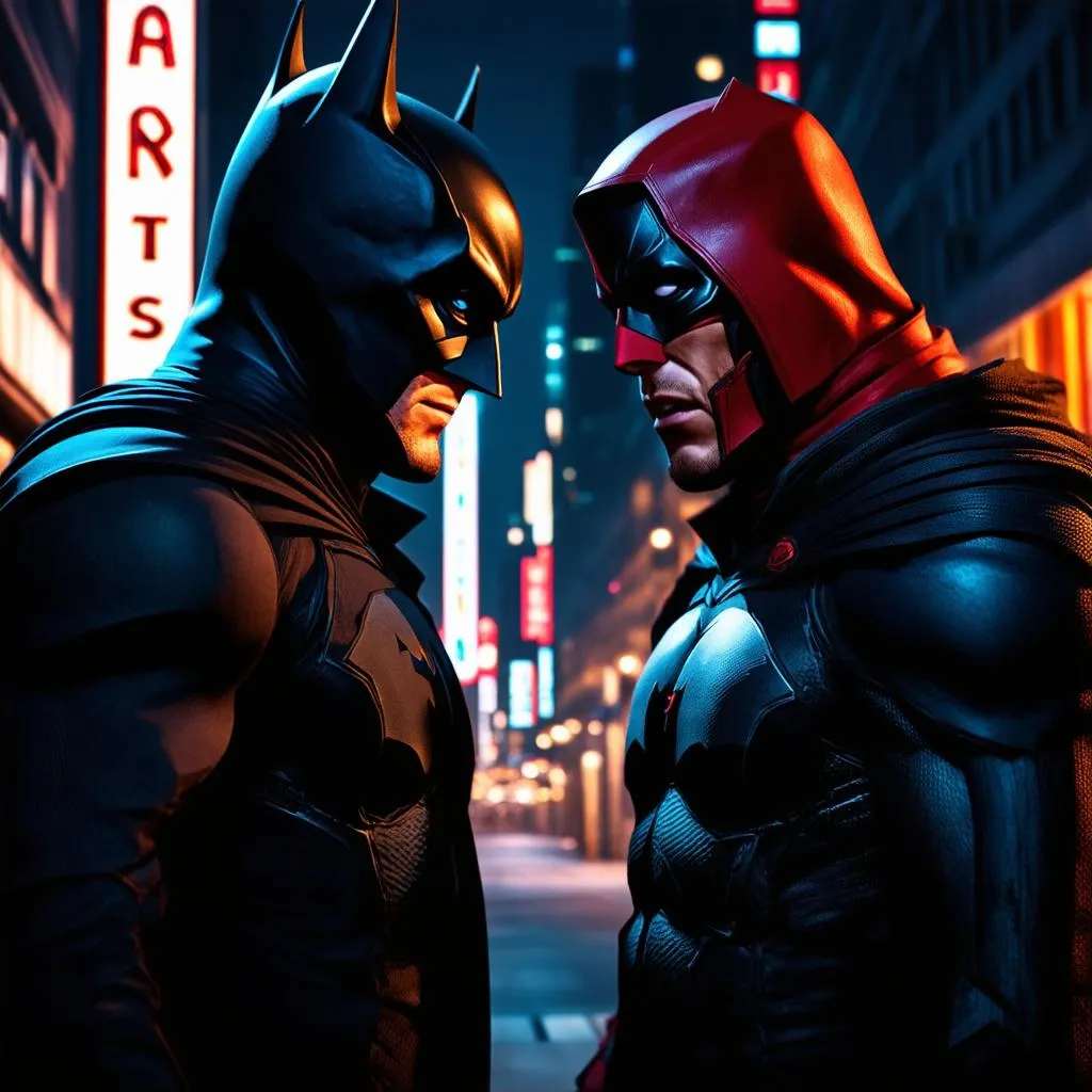 Red Hood and Batman Confrontation