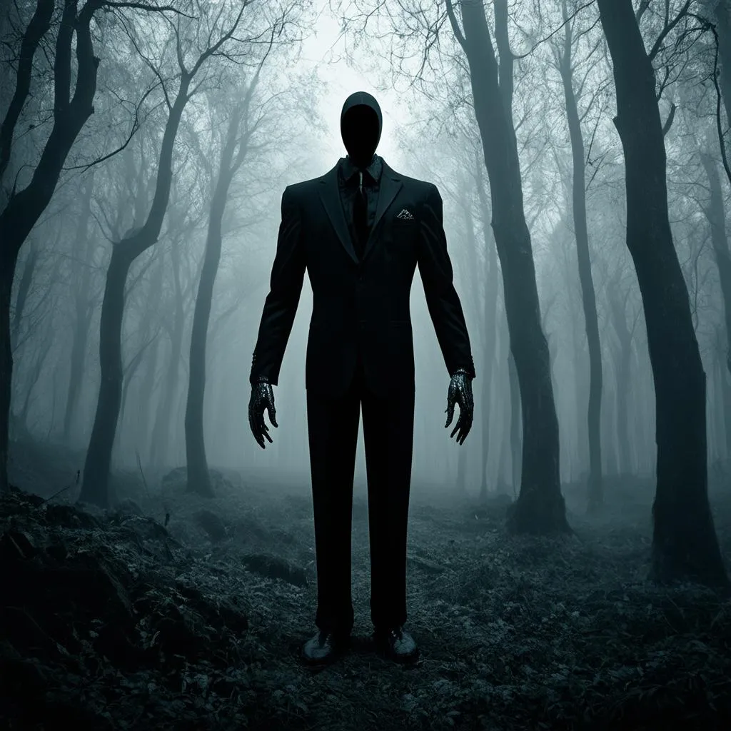 Hình ảnh Slender Man trong rừng