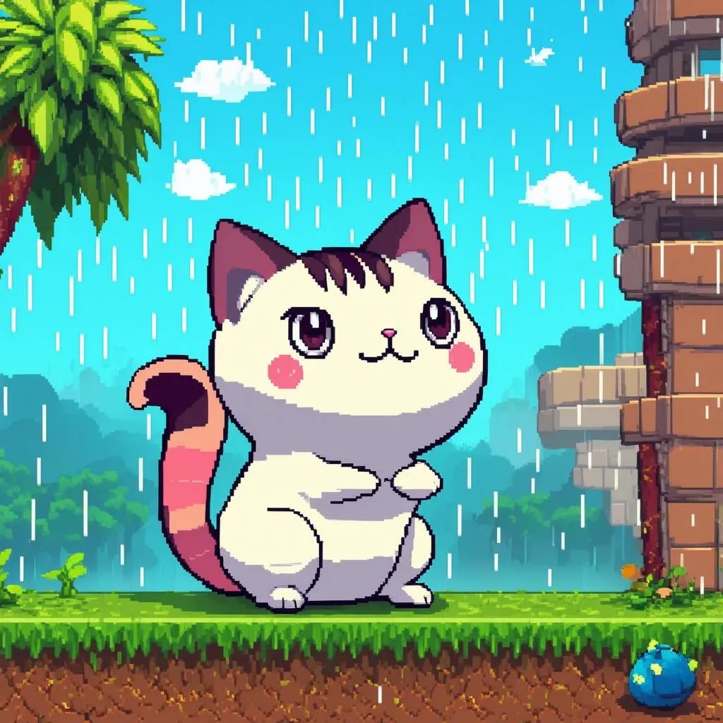 Hình ảnh chú mèo Slugcat trong game Rain World