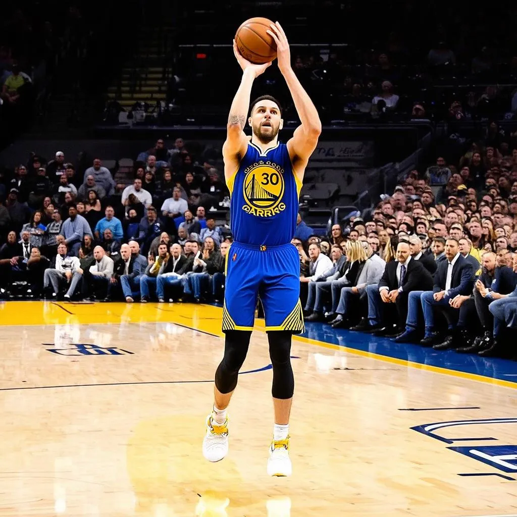 Stephen Curry đang ném 3 điểm