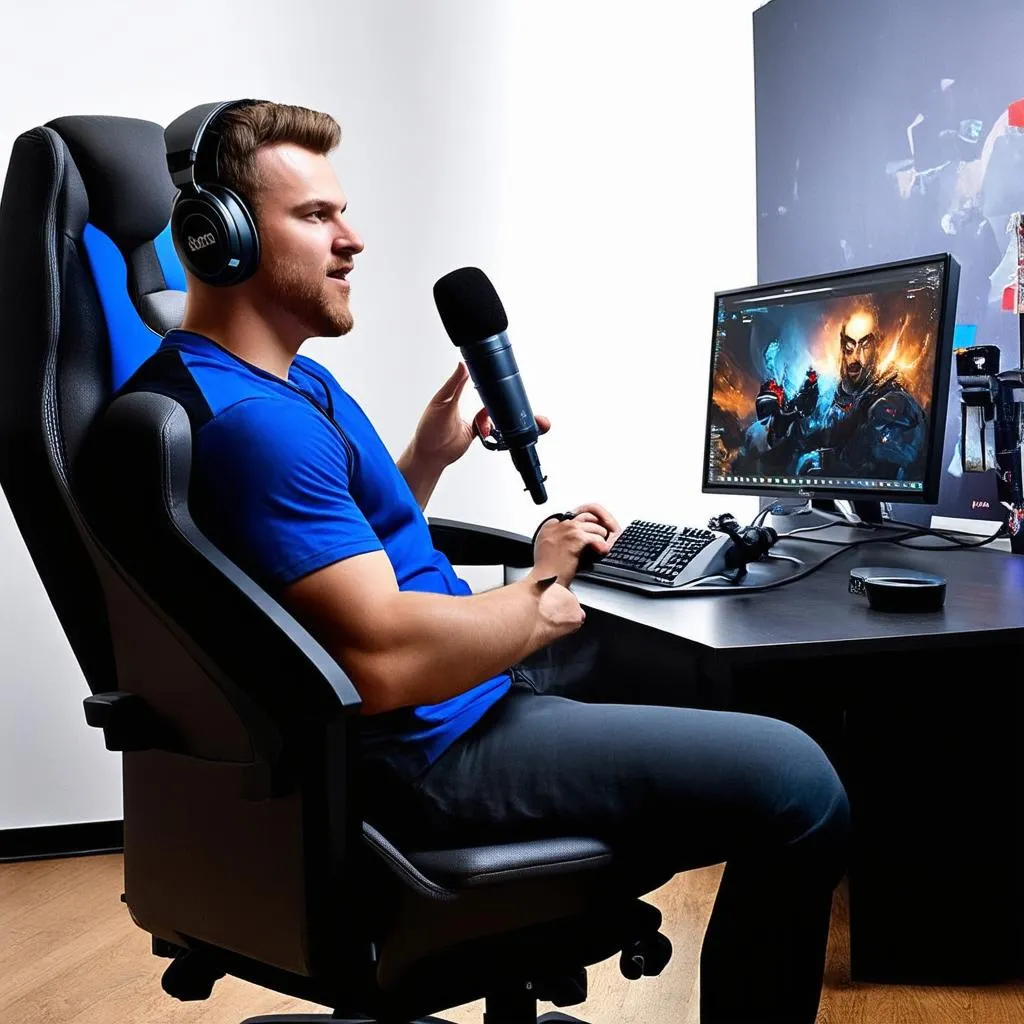 Streamer chuyên nghiệp đang stream game