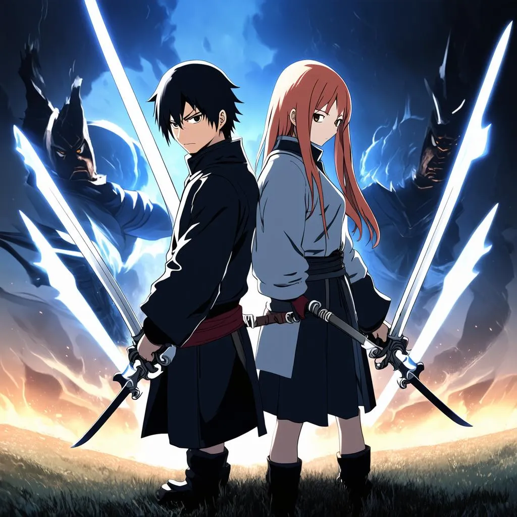 Kirito and Asuna in Sword Art Online