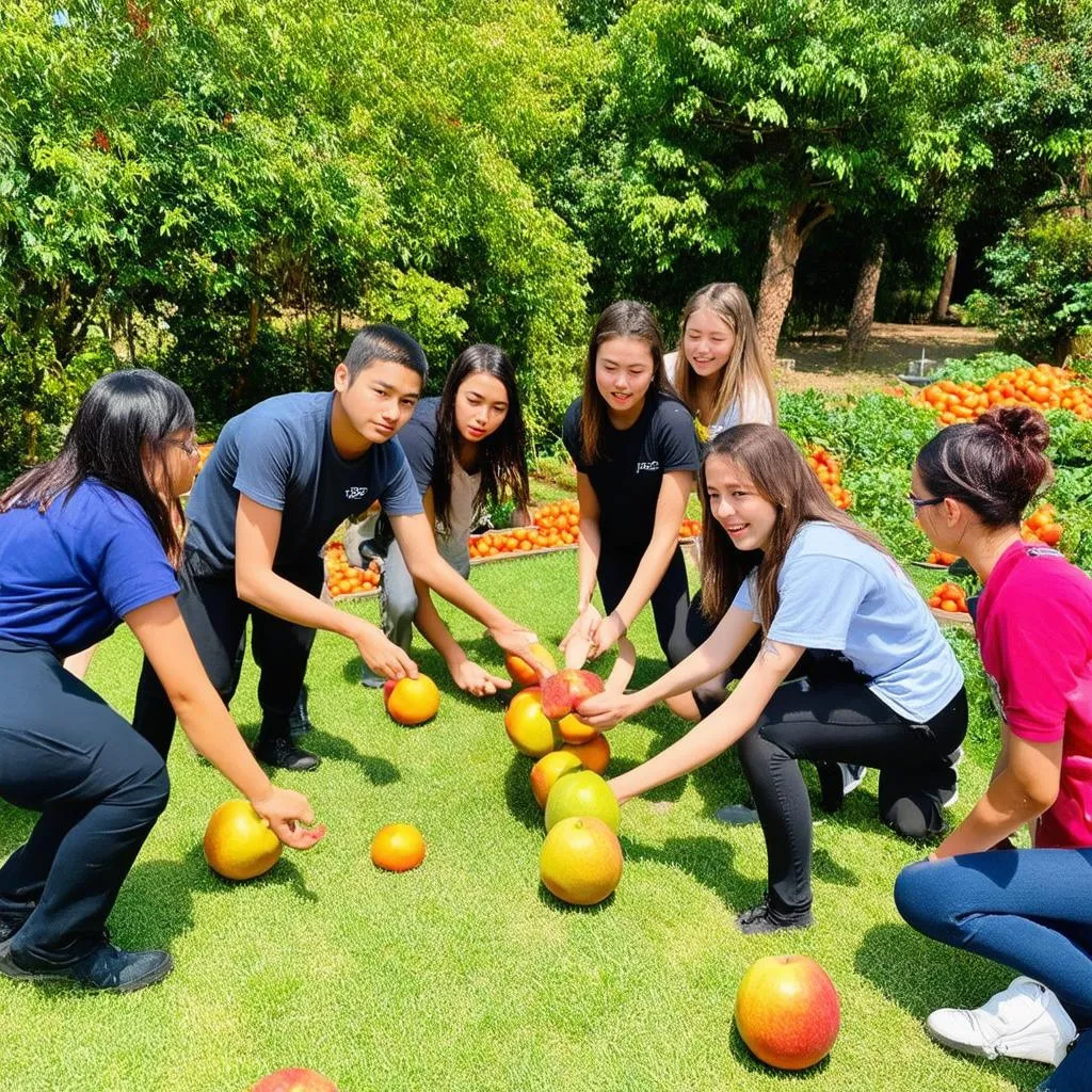 team building games vườn trái cây