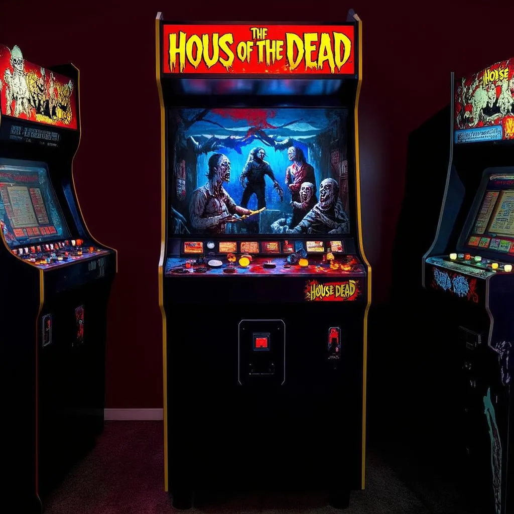 arcade game cabinet, the house of the dead, horror game