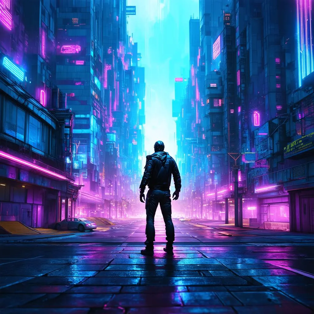 Màn hình chào game với phong cách Cyberpunk