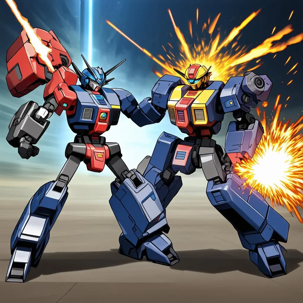 LBX robots clash in an epic battle