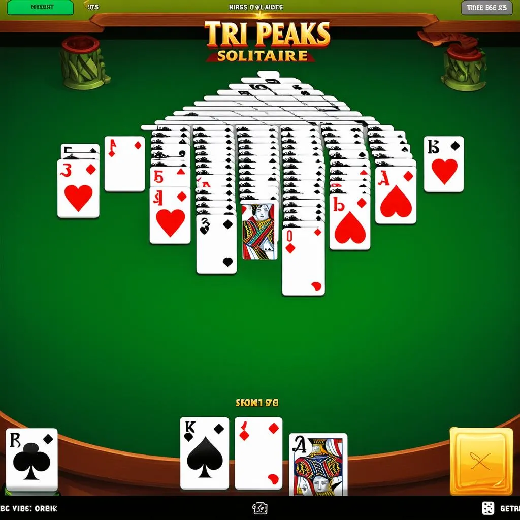 Giao diện trò chơi Tri Peaks Solitaire