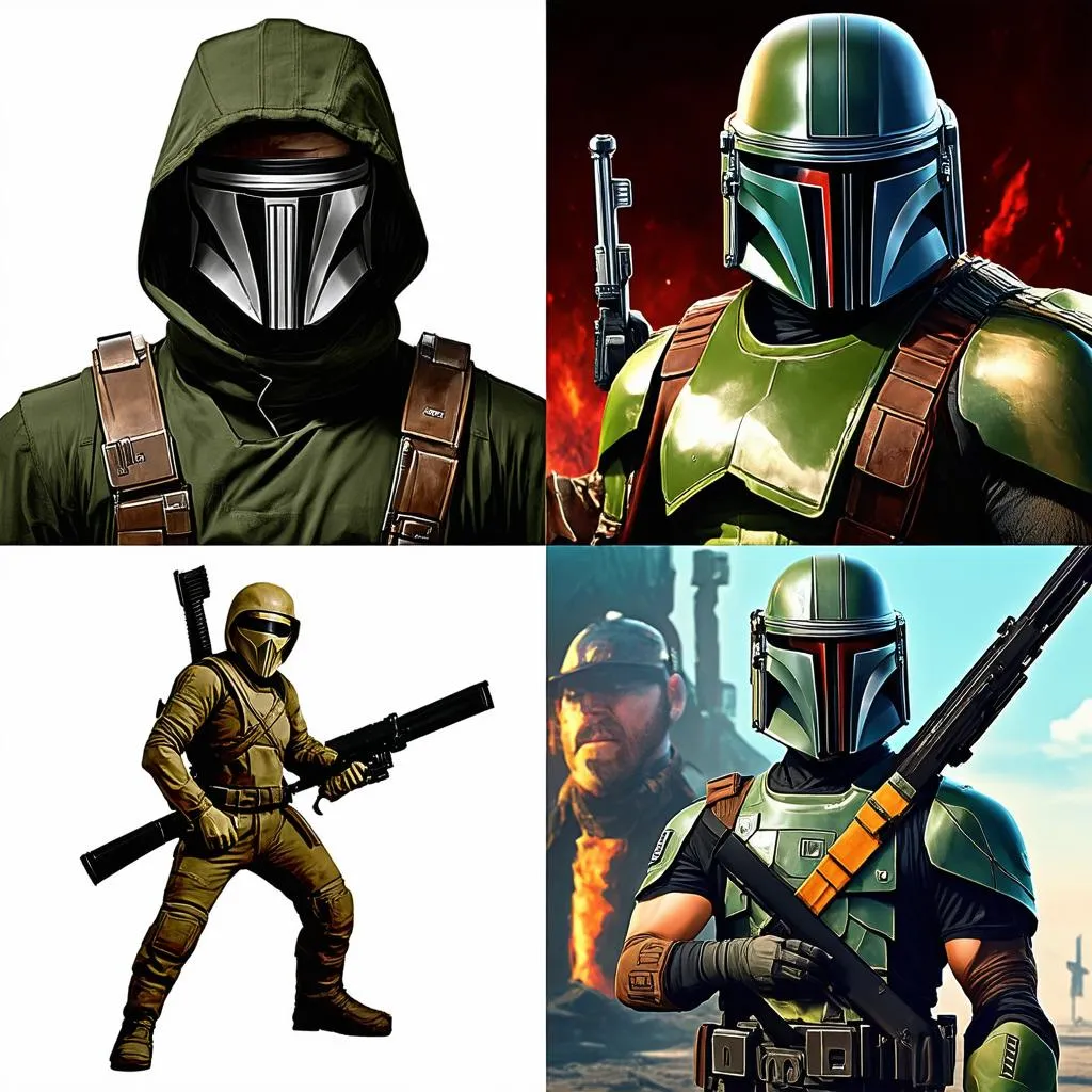 Video game characters dressed as bounty hunters