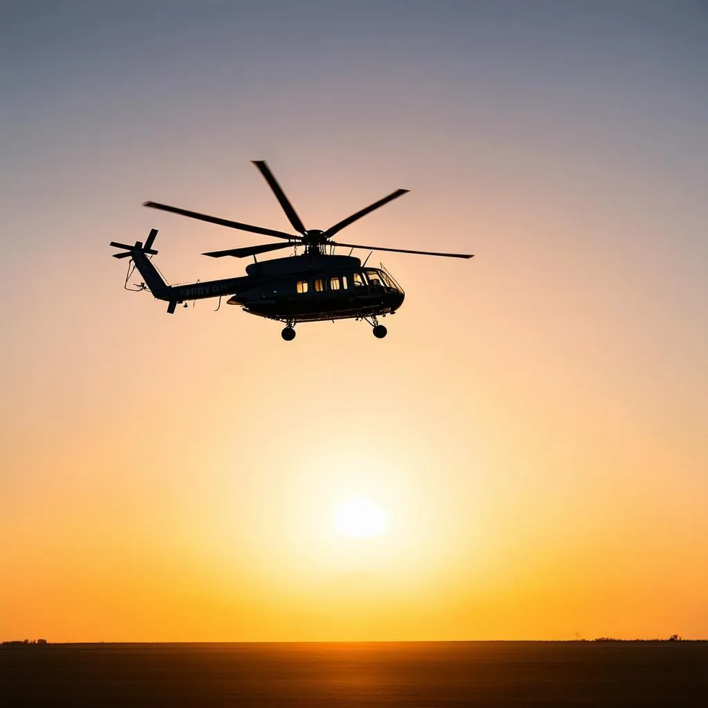 Helicopter soaring in the sky