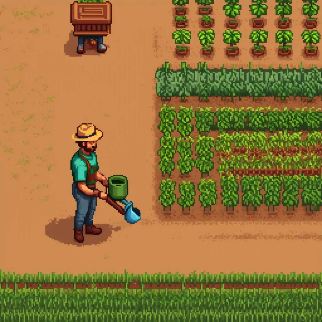 Tưới nước thủ công trong Stardew Valley