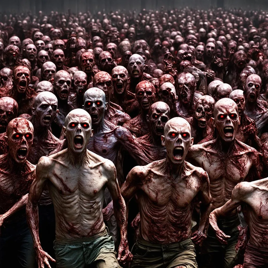 A horde of zombies approaching