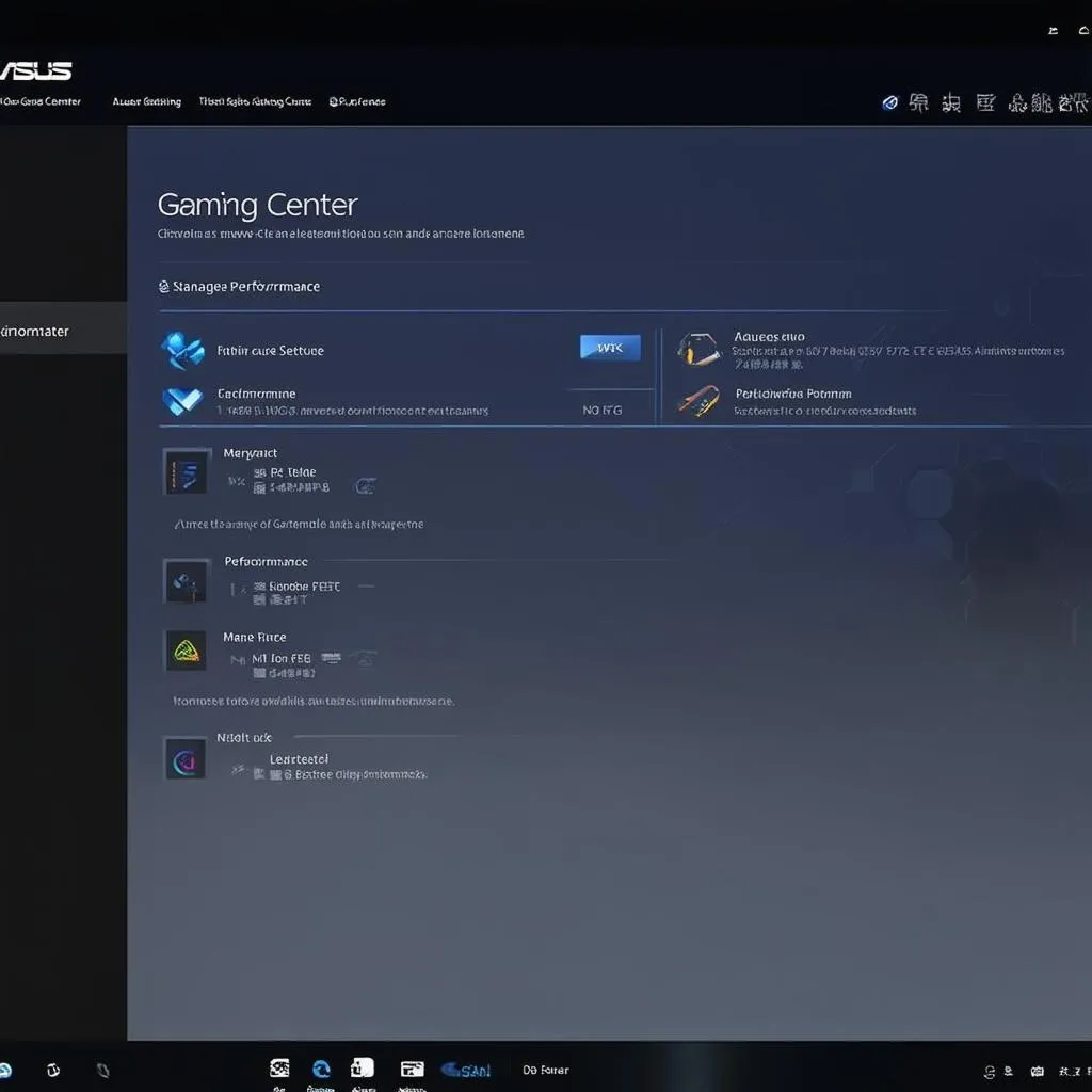 Giao diện Asus Gaming Center