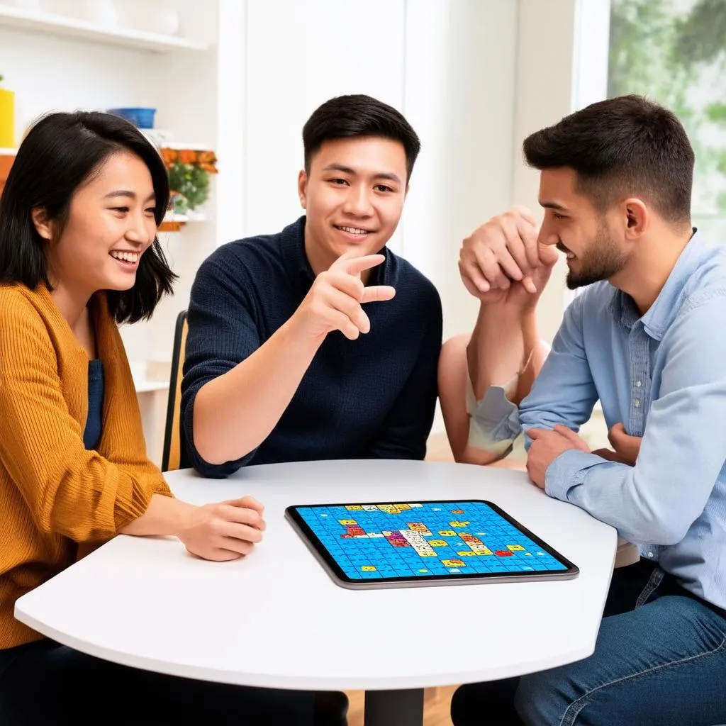 Bạn bè chơi game giải đố