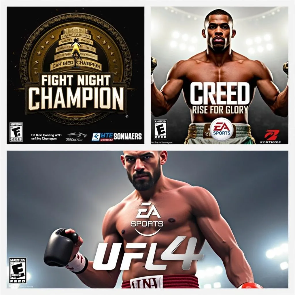 Ảnh bìa của 3 tựa game: Fight Night Champion, Creed: Rise to Glory, EA Sports UFC 4