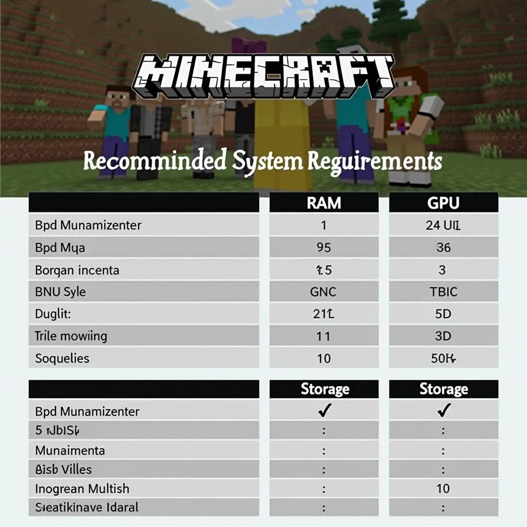 Cấu hình khuyến nghị Minecraft