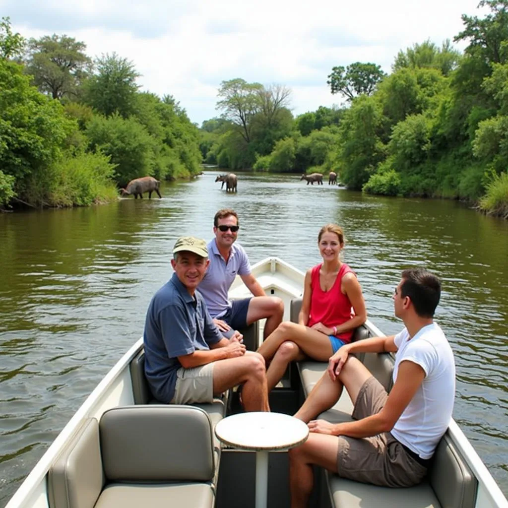 Du thuyền trên sông tại Hlosi Game Lodge