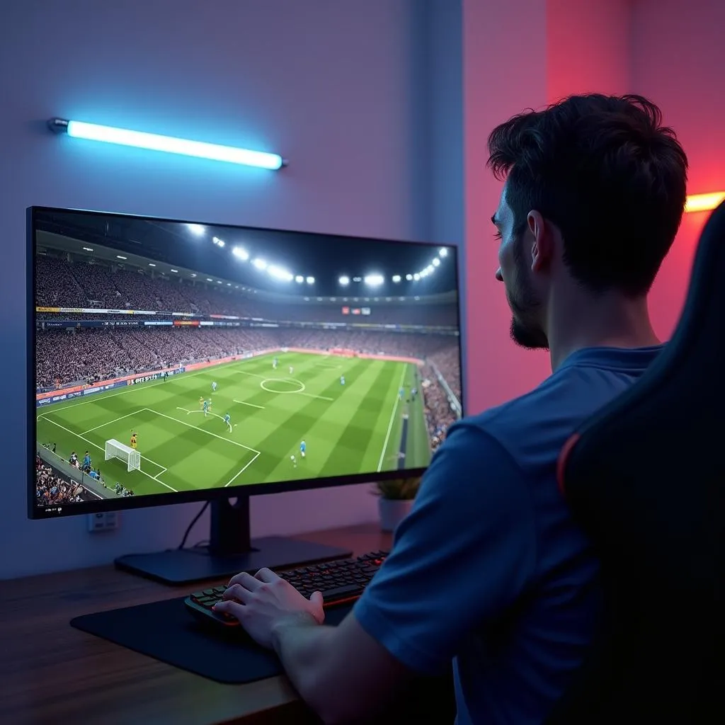 Hình ảnh game thủ đang chơi PES 2020 PC