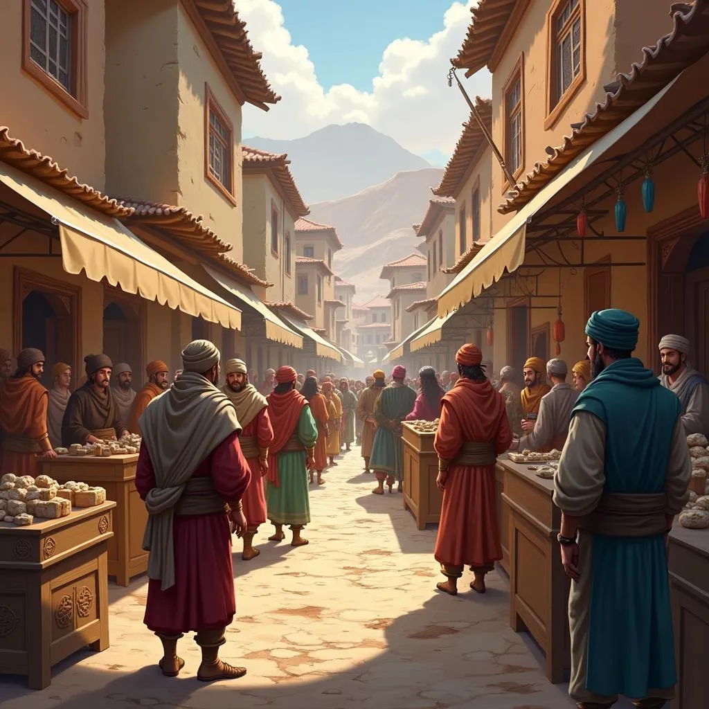 Cảnh giao dịch sôi động trong game The Silk Road