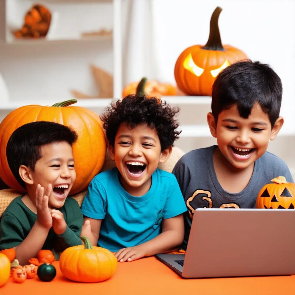 Google Halloween Game family playing