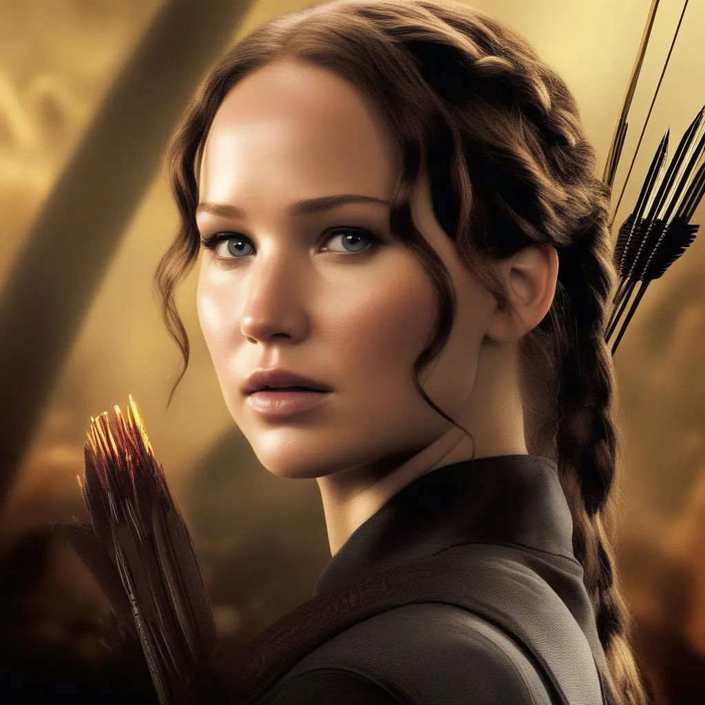 Jennifer Lawrence trong vai Katniss Everdeen trên poster Hunger Games