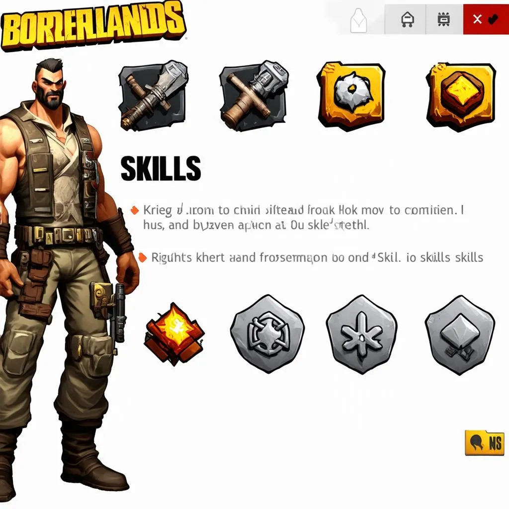 Krieg skills in Borderlands